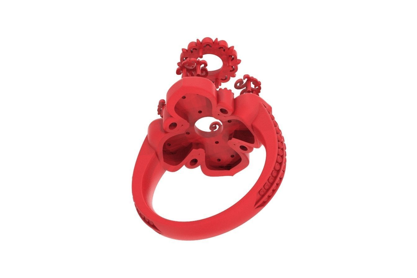 Ring with patterns and diamonds for antiquity 325 3D print model_14