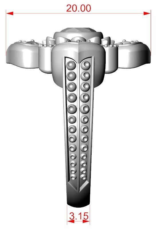 Ring with patterns and diamonds for antiquity 325 3D print model_20