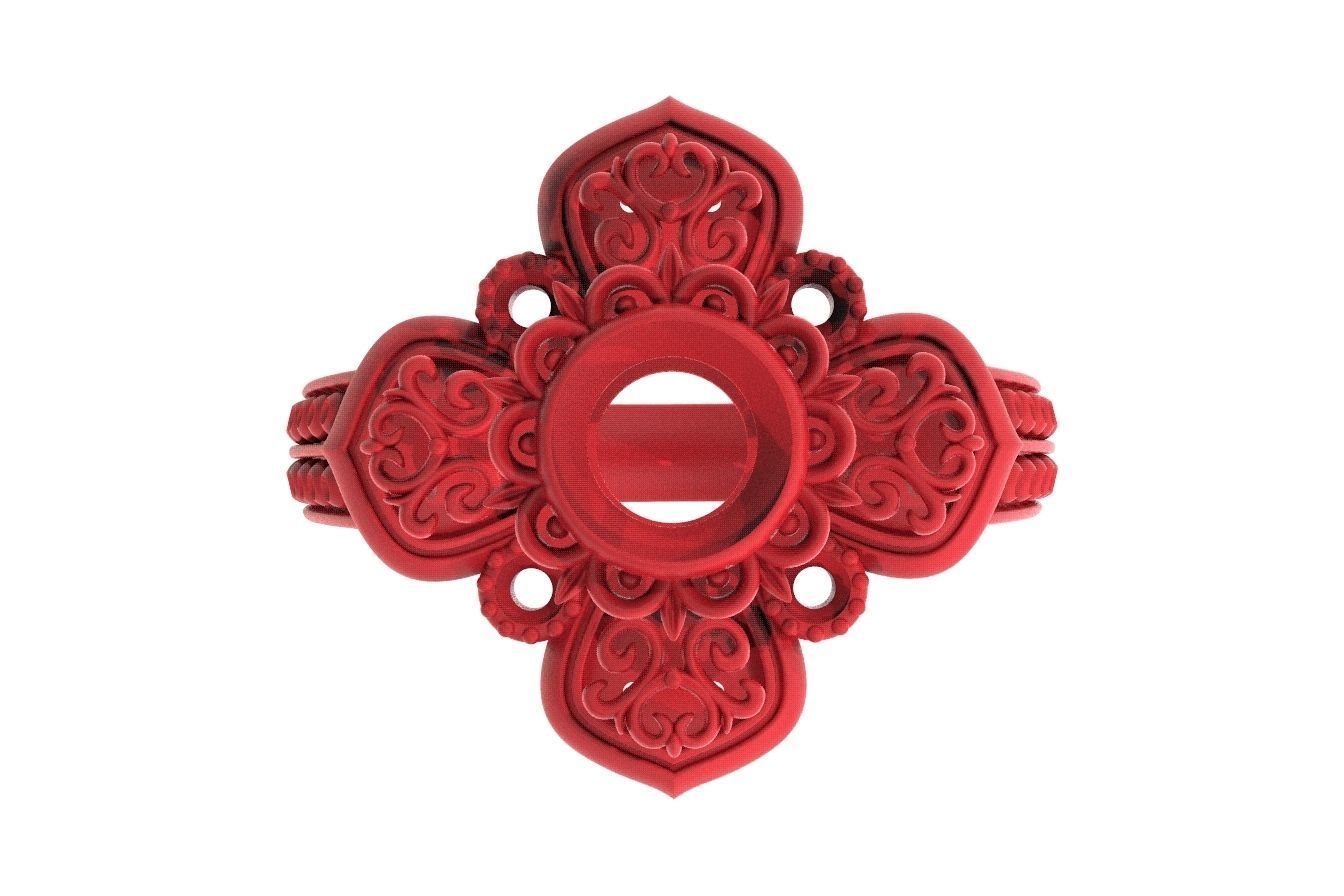 Ring with patterns and diamonds for antiquity 325 3D print model_16