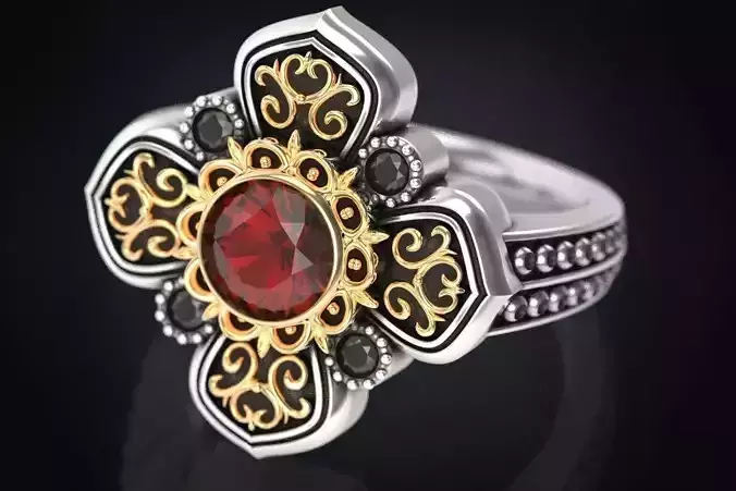 Ring with patterns and diamonds for antiquity 325