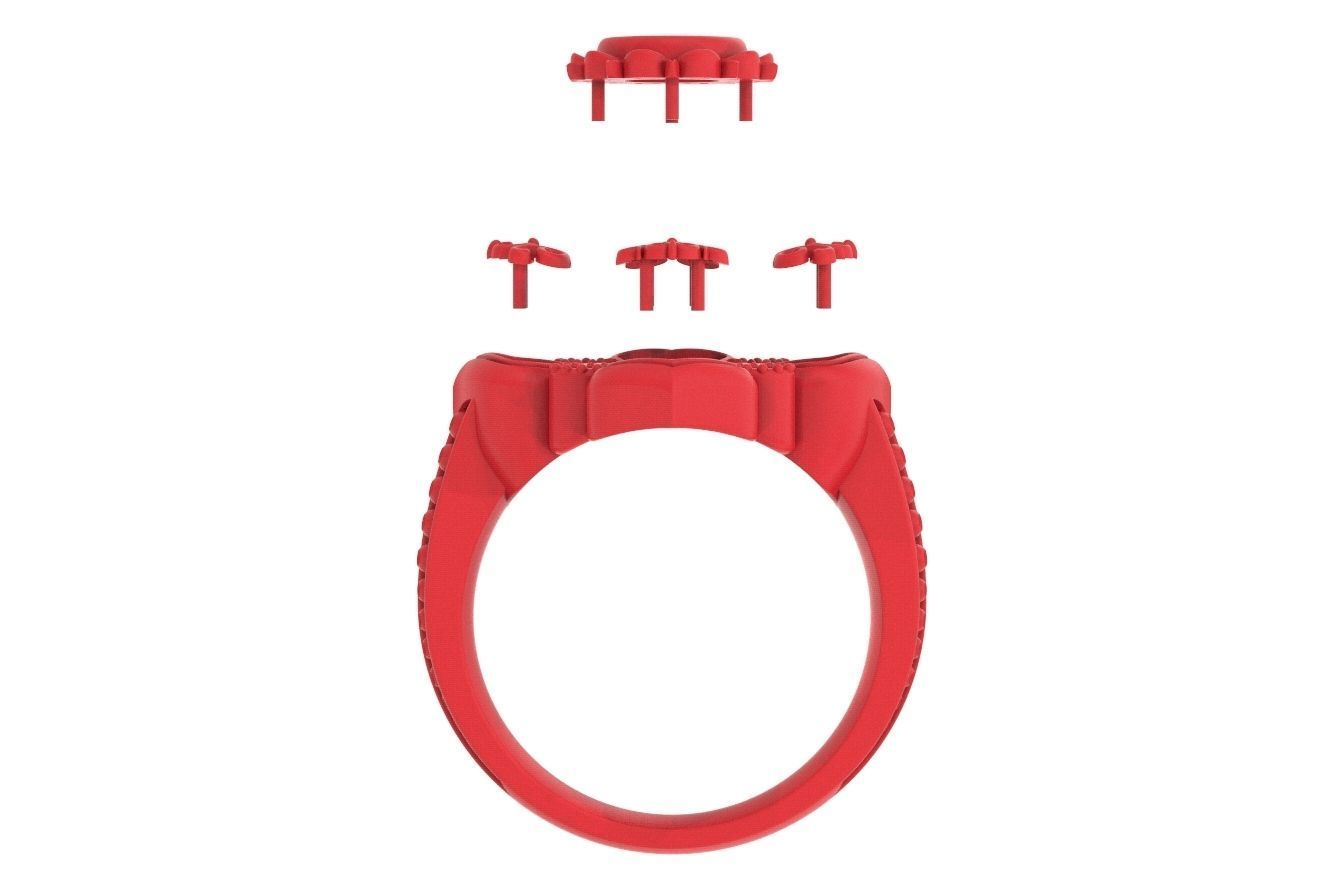 Ring with patterns and diamonds for antiquity 325 3D print model_13