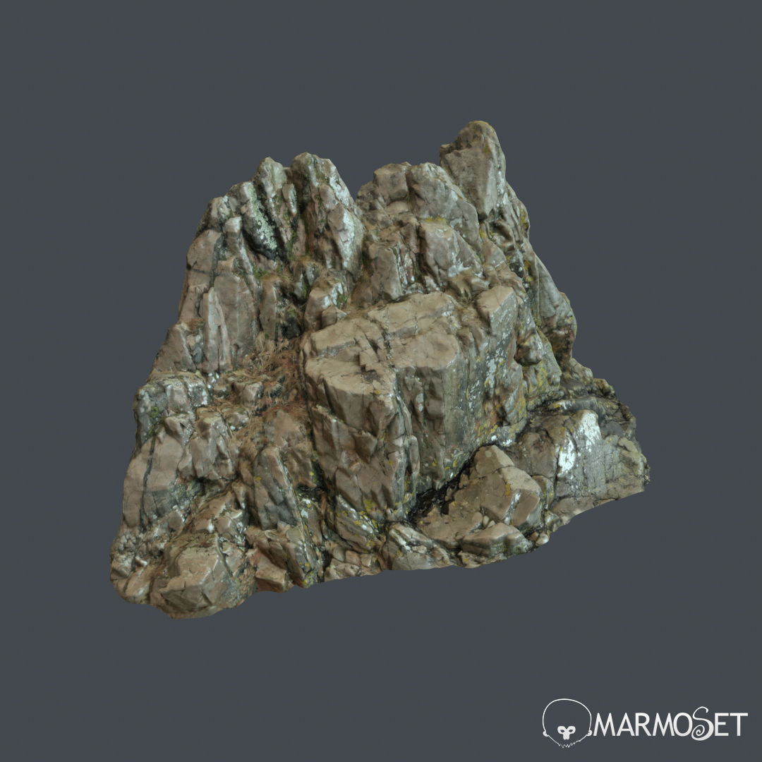 3d scanned rock cliff H Low-poly 3D model_5