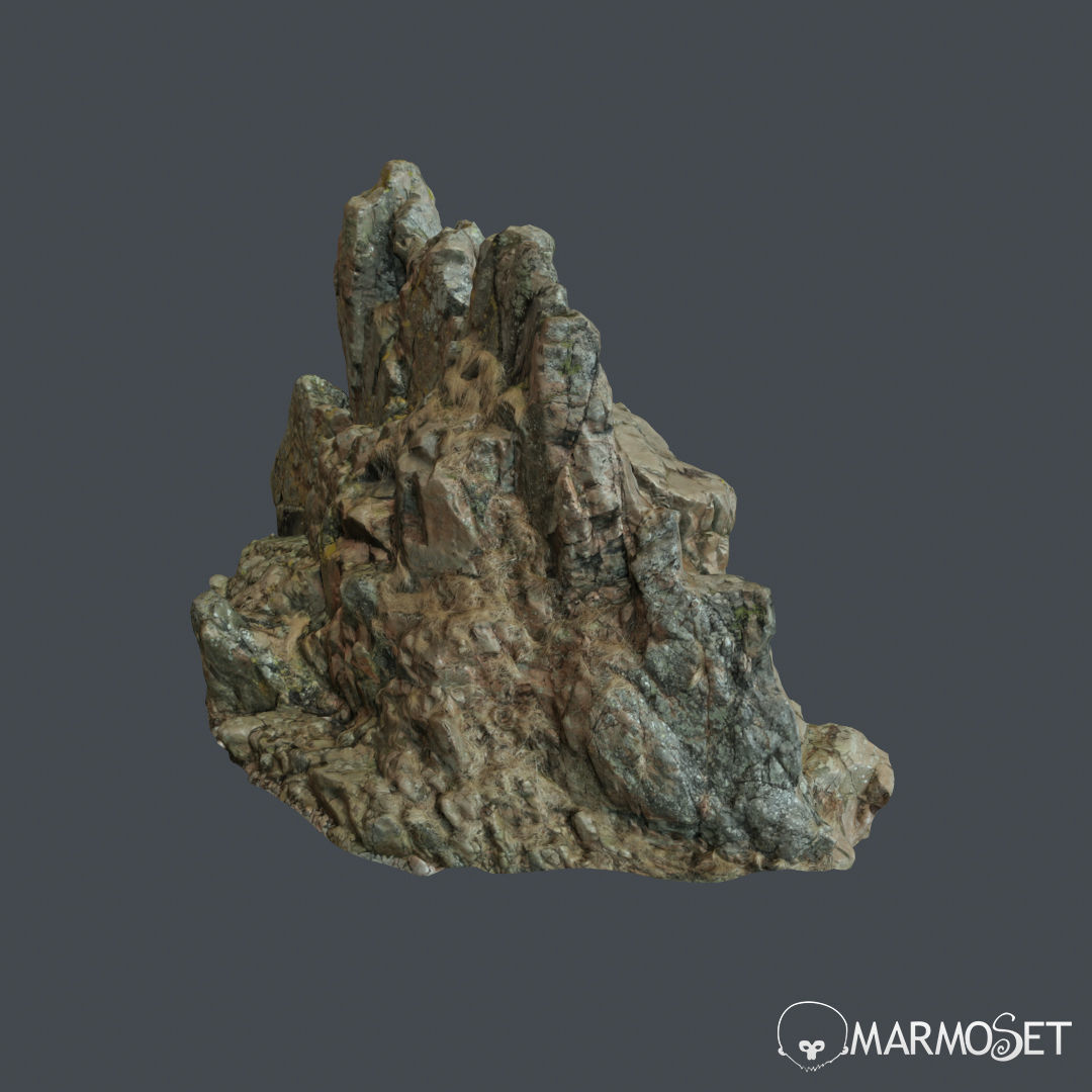 3d scanned rock cliff H Low-poly 3D model_3