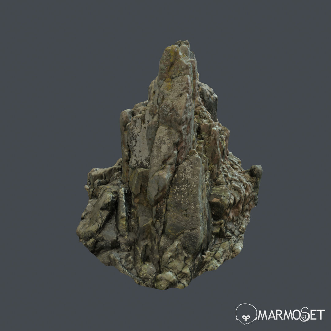 3d scanned rock cliff H Low-poly 3D model_2