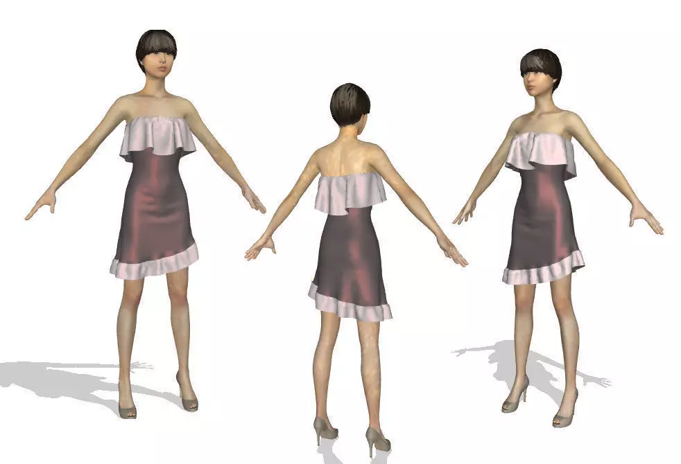 short violet skart  Free low-poly 3D model_0