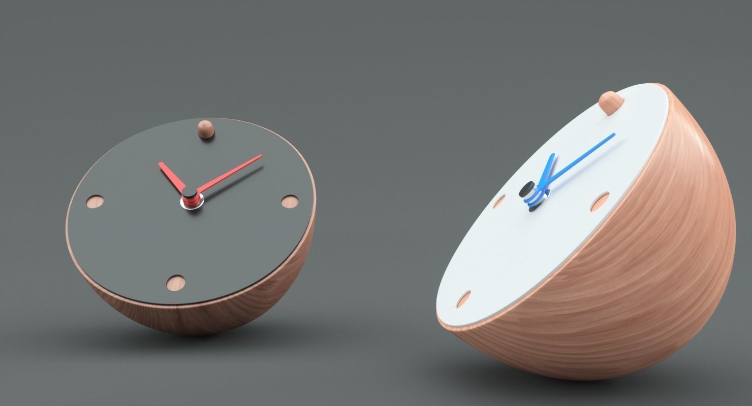 Contemporary Desk Clock Low-poly 3D model_5