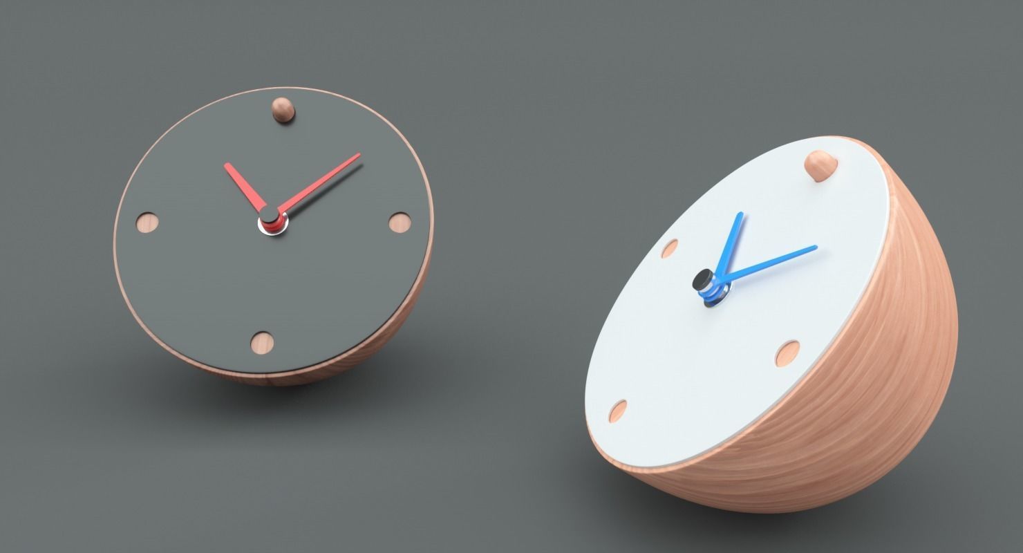 Contemporary Desk Clock Low-poly 3D model_3