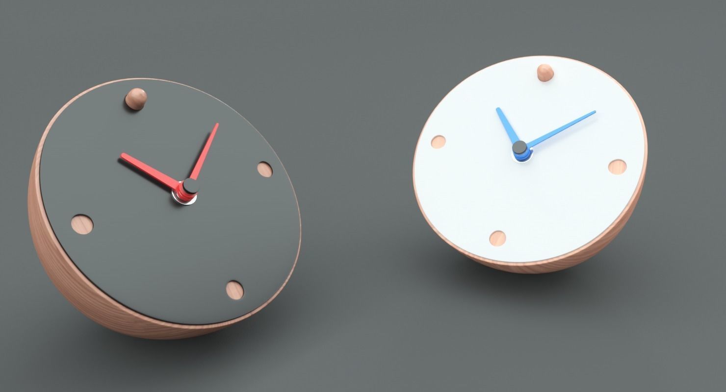 Contemporary Desk Clock Low-poly 3D model_2