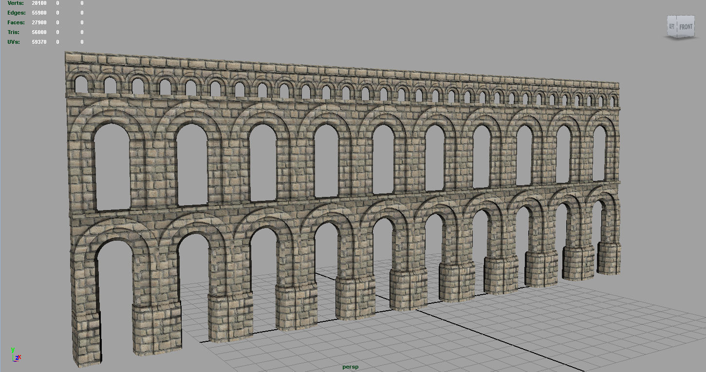 Aqueduct roman Low-poly 3D model_4