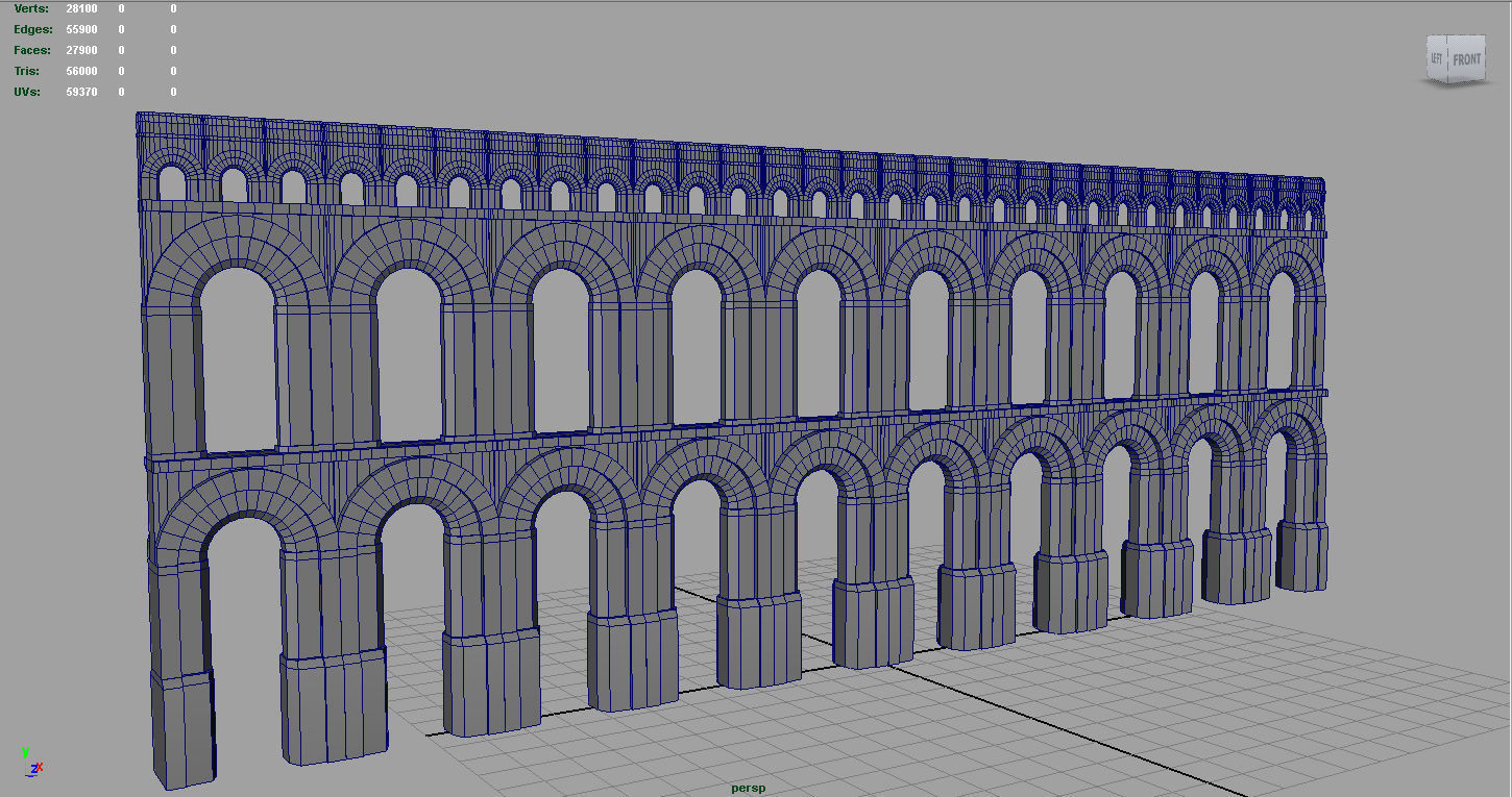 Aqueduct roman Low-poly 3D model_5