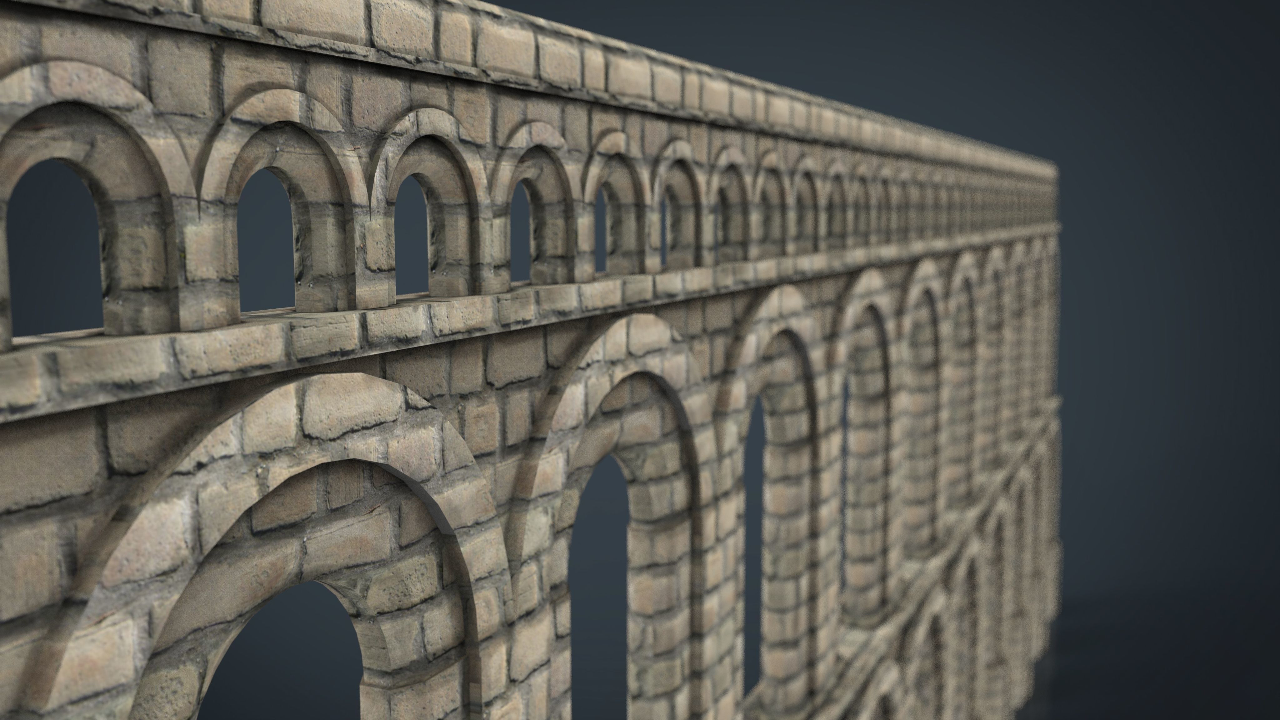 Aqueduct roman Low-poly 3D model_2