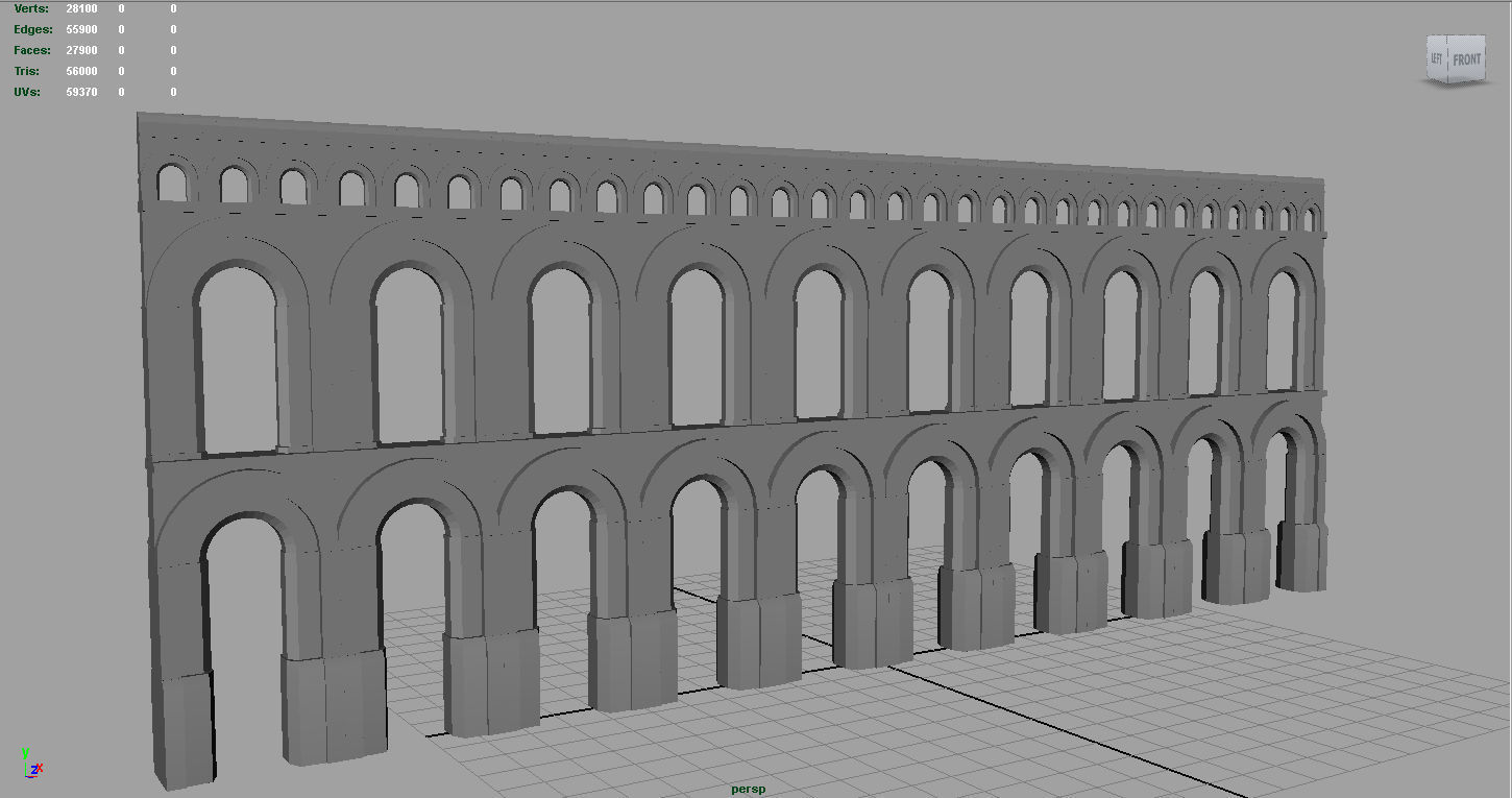 Aqueduct roman Low-poly 3D model_3