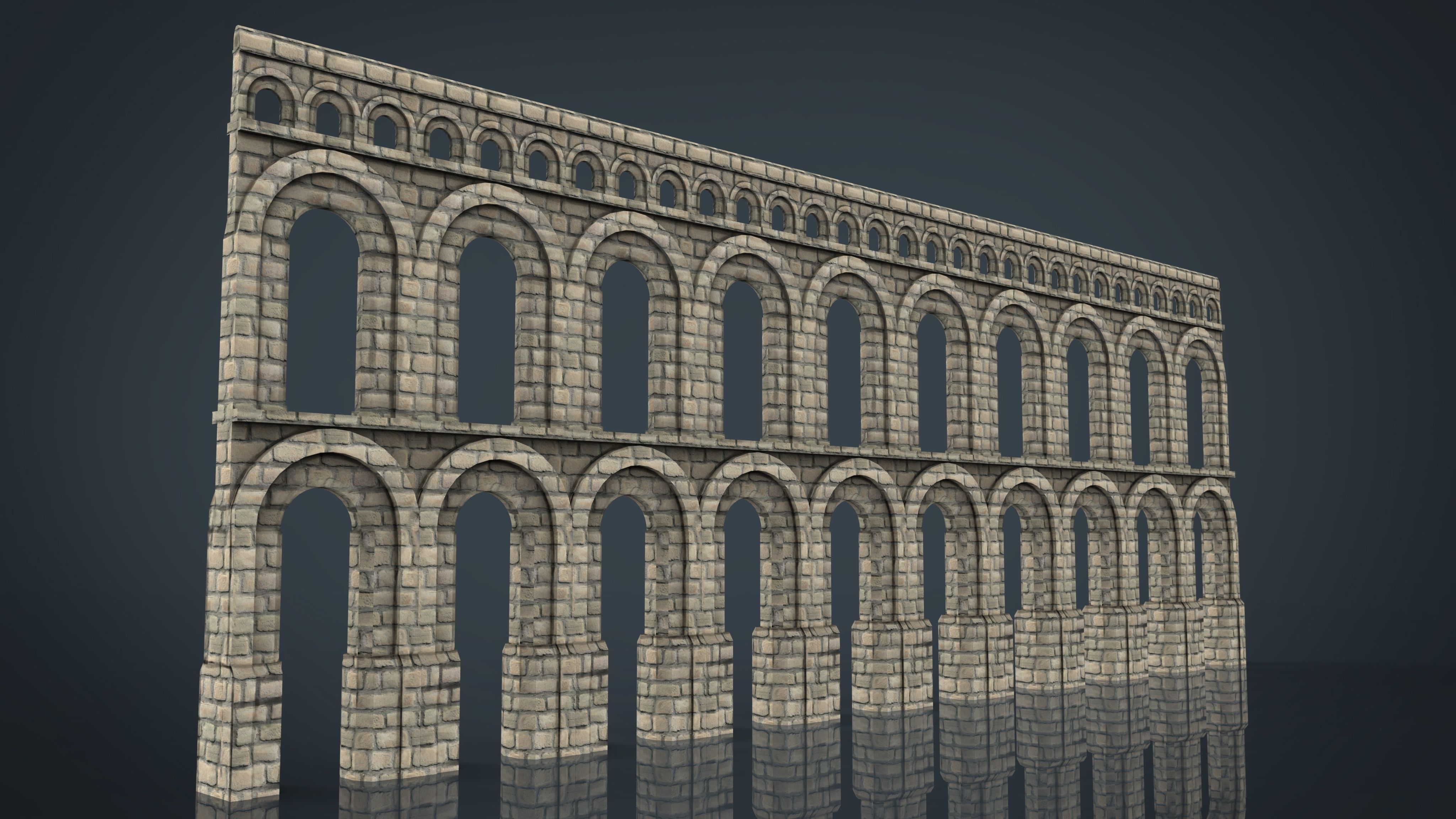 Aqueduct roman Low-poly 3D model_11