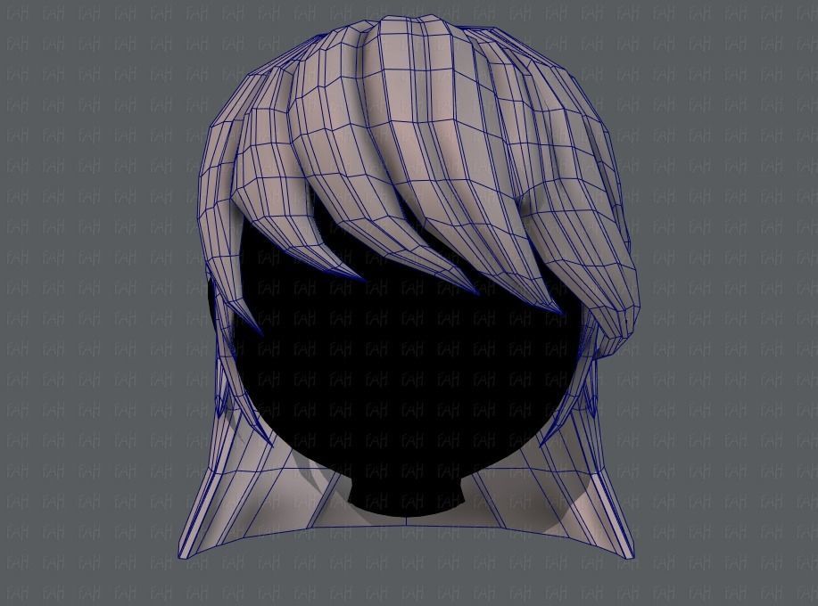 3D Hair style for girl V05 Low-poly 3D model_26