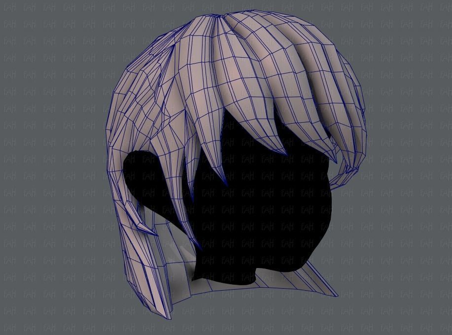 3D Hair style for girl V05 Low-poly 3D model_27