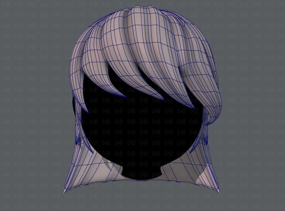 3D Hair style for girl V05 Low-poly 3D model_10