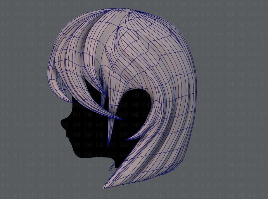 3D Hair style for girl V05 Low-poly 3D model_16