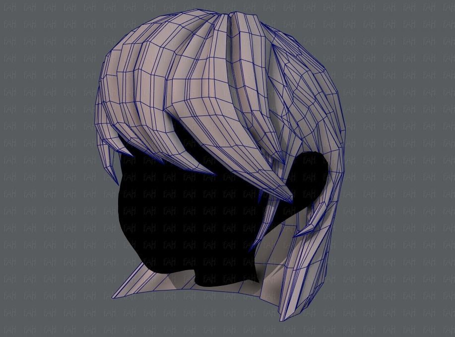 3D Hair style for girl V05 Low-poly 3D model_33