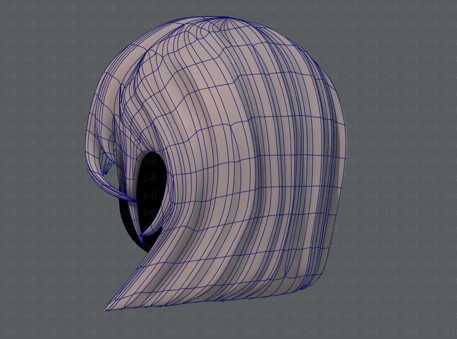 3D Hair style for girl V05 Low-poly 3D model_15