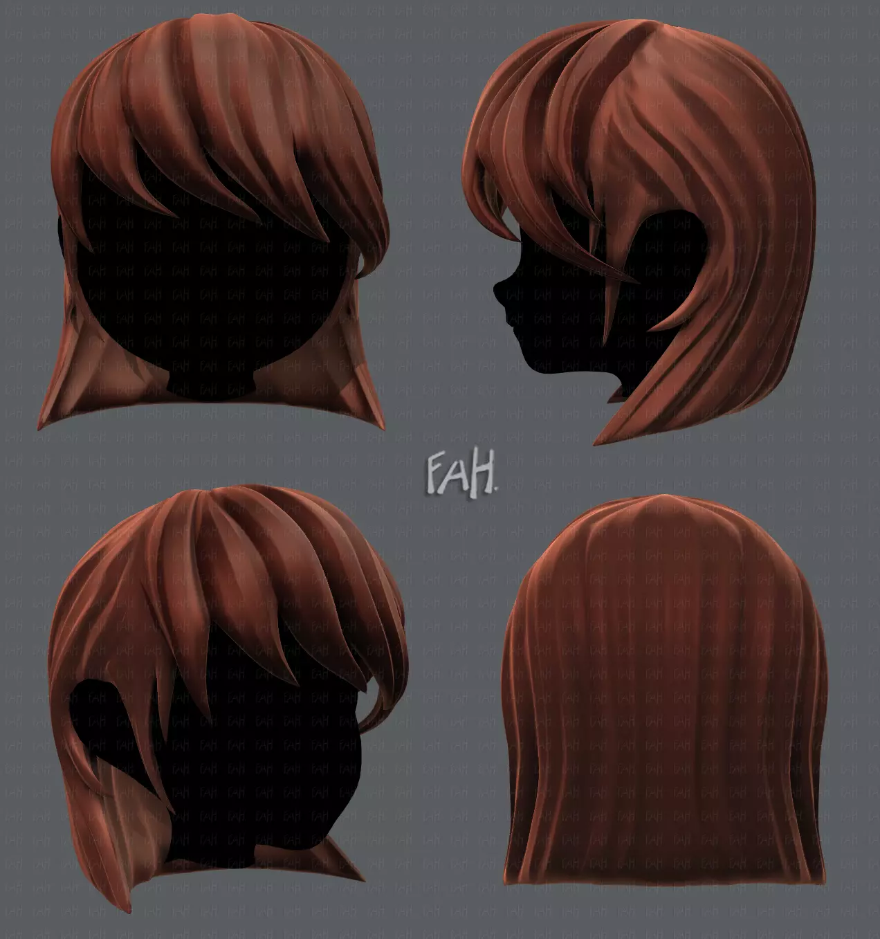3D Hair style for girl V05 Low-poly 3D model_0