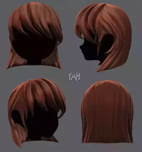 3D Hair style for girl V05 Low-poly 3D model