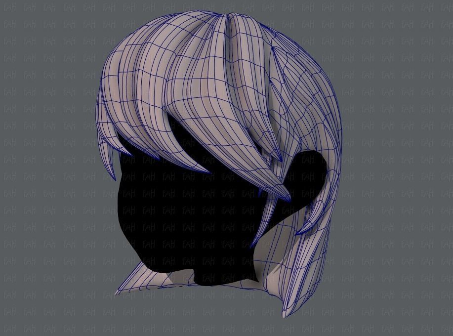 3D Hair style for girl V05 Low-poly 3D model_17