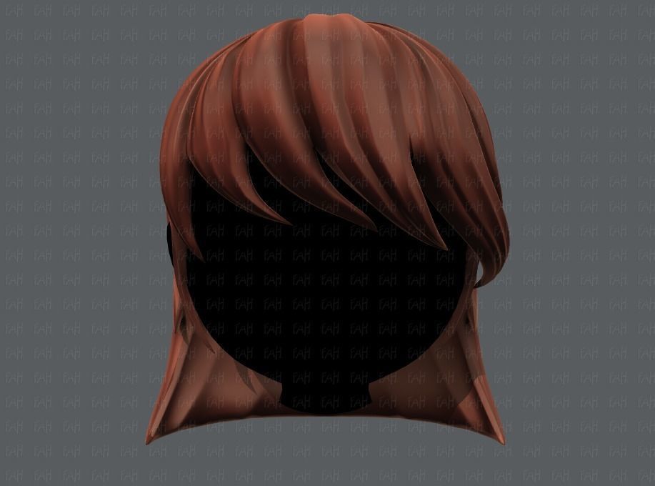 3D Hair style for girl V05 Low-poly 3D model_2