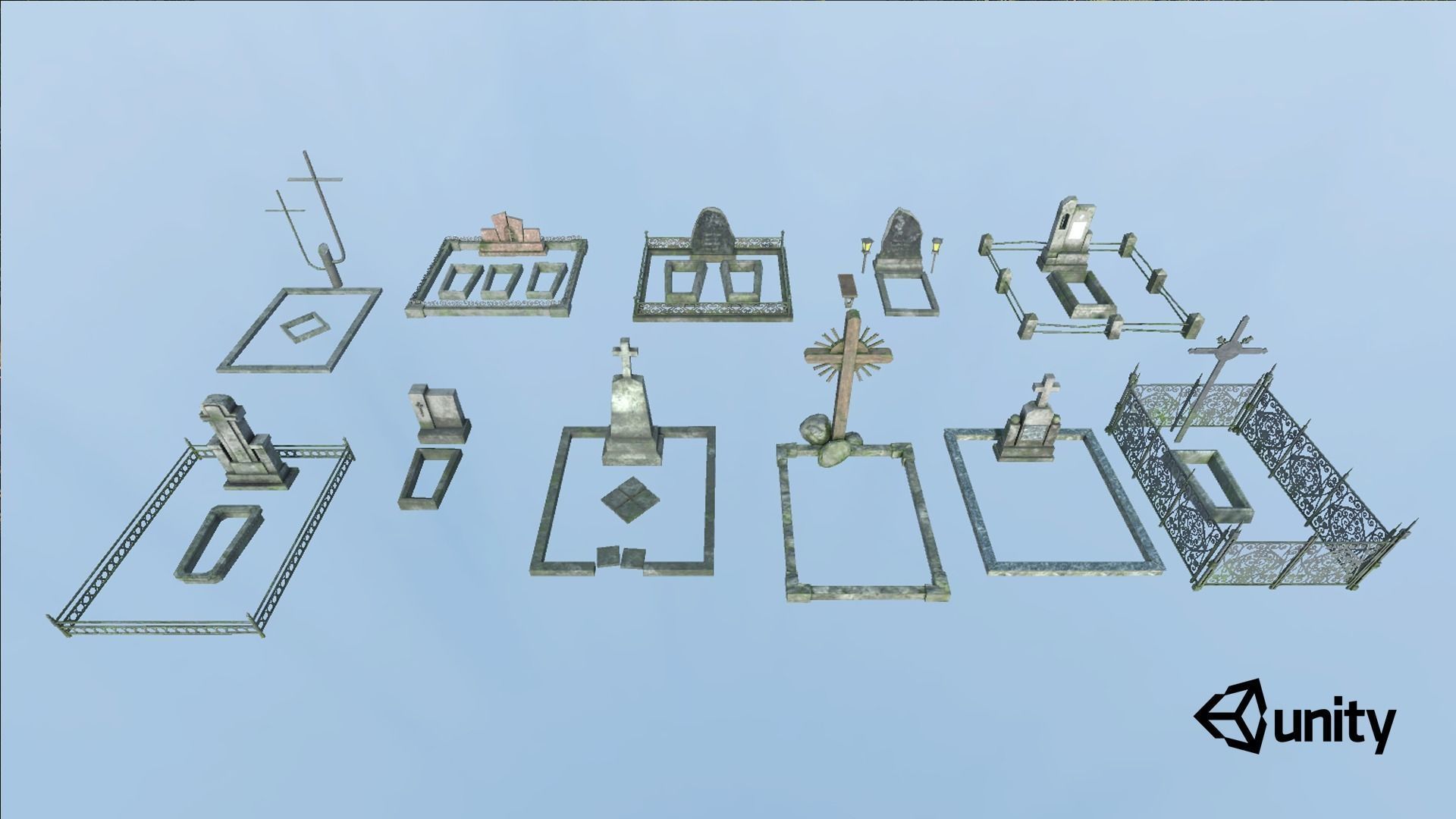 Cemetery Package Low-poly 3D model_7