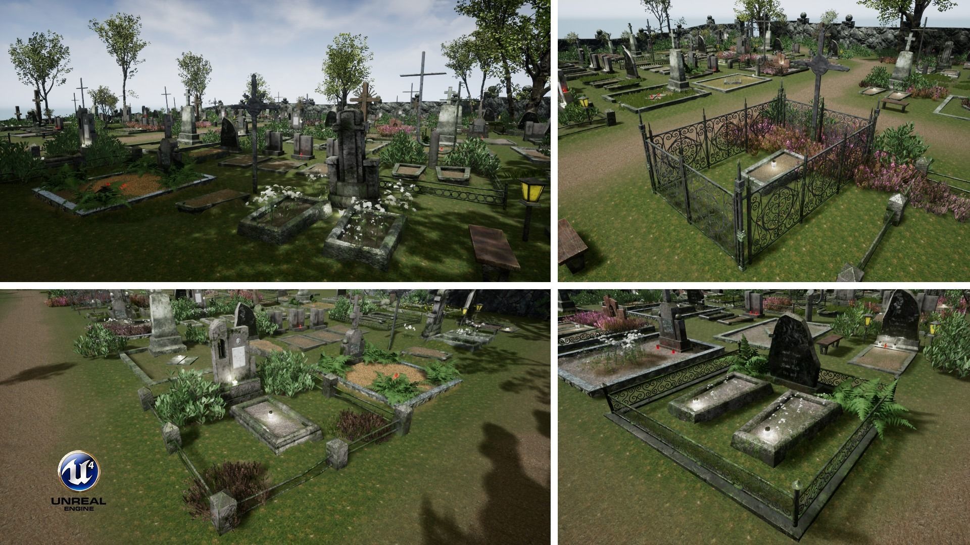 Cemetery Package Low-poly 3D model_9