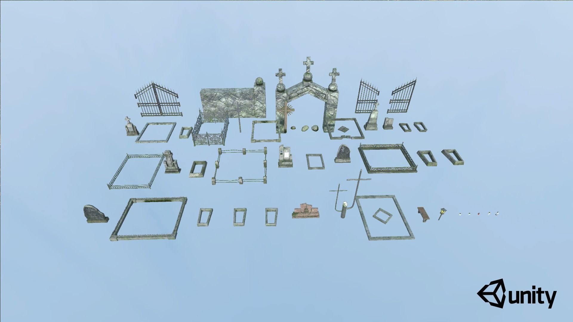 Cemetery Package Low-poly 3D model_6