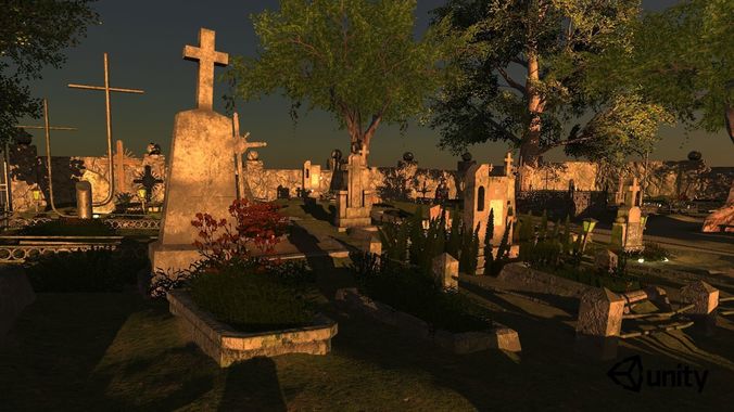 Cemetery Package Low-poly 3D model