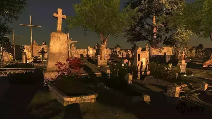 Cemetery Package Low-poly 3D model