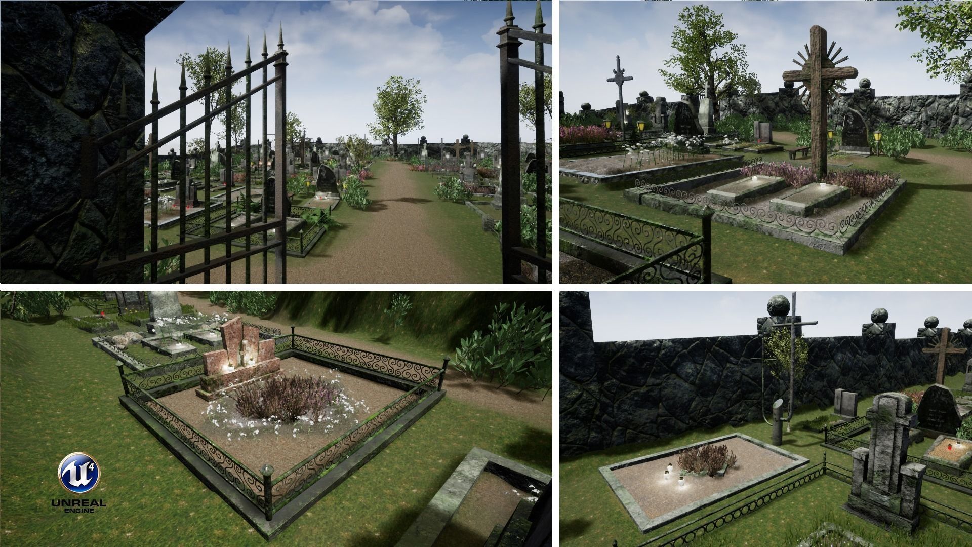 Cemetery Package Low-poly 3D model_4