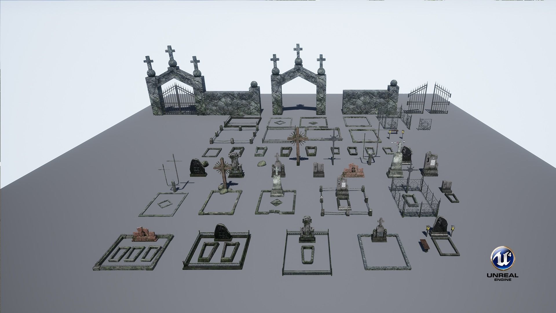 Cemetery Package Low-poly 3D model_11