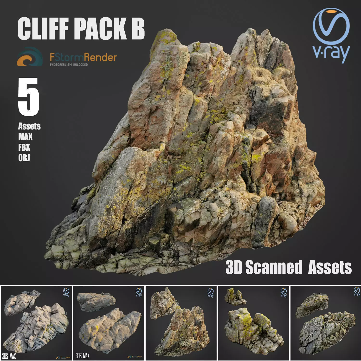  Cliff pack B bundle 3D model_0