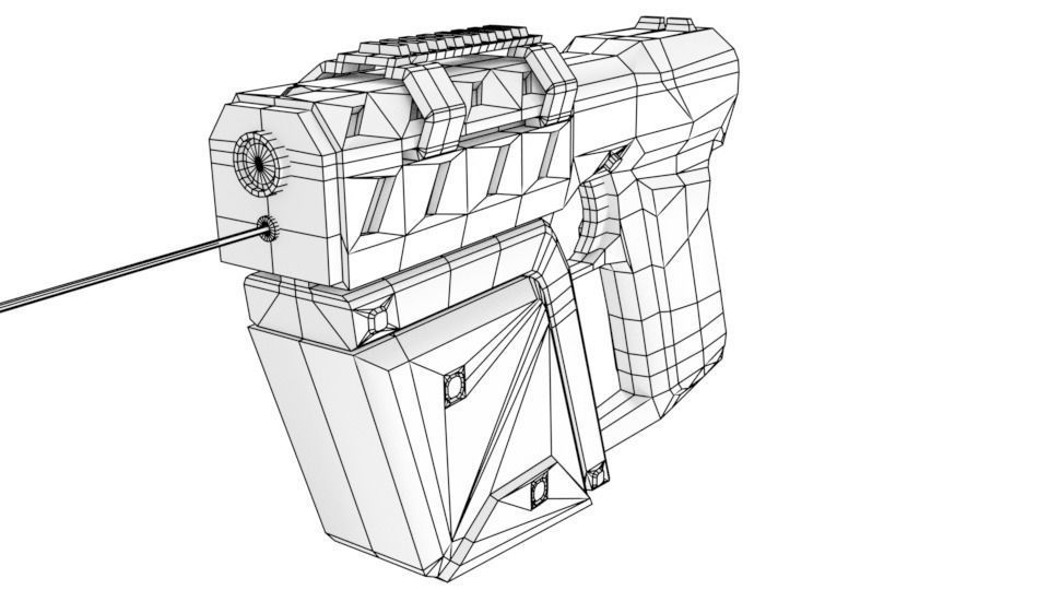 Sci fi pistol Free low-poly 3D model_5