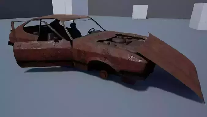Rusty coupe low poly Low-poly 3D model