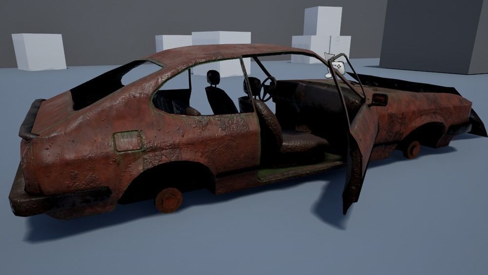 Rusty coupe low poly Low-poly 3D model_1