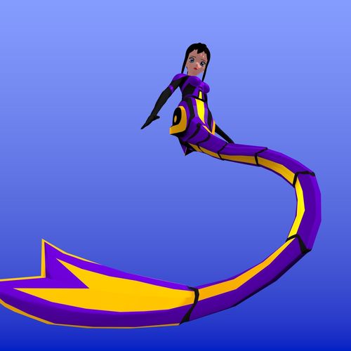 Anime Mermaid Mech Girl Low-poly 3D model