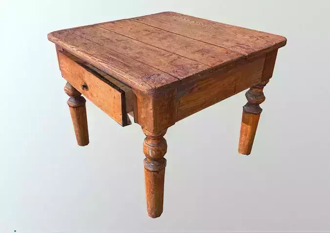 Old photorealistic scanned small coffee table  Low-poly 3D model
