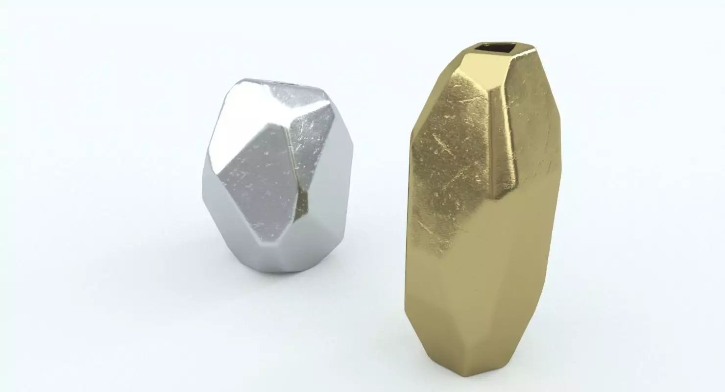 Von Gold Geometric Vase 3D model_0