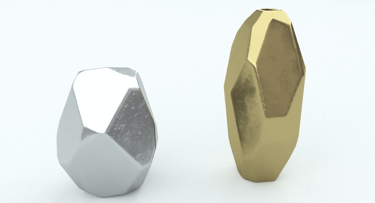 Von Gold Geometric Vase 3D model_2