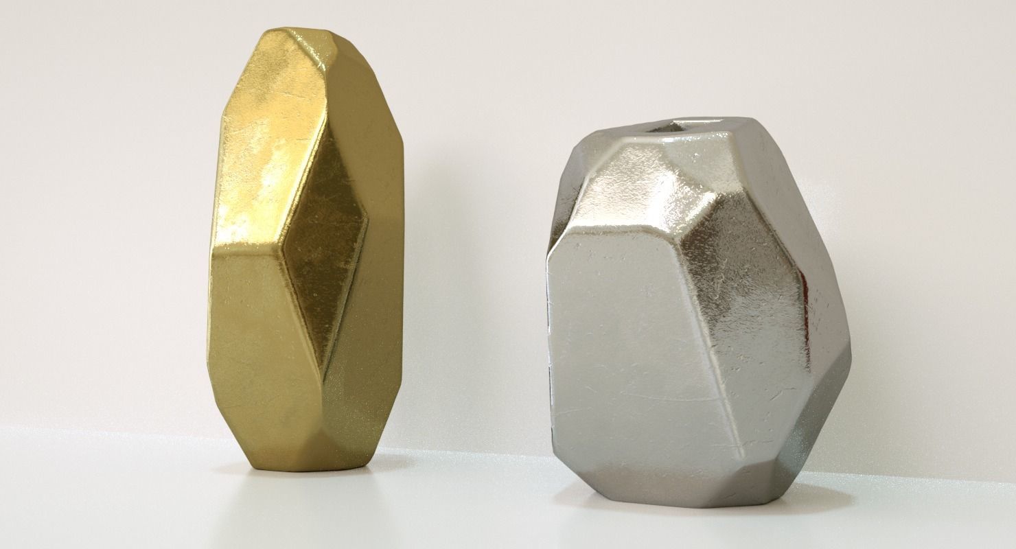 Von Gold Geometric Vase 3D model_8