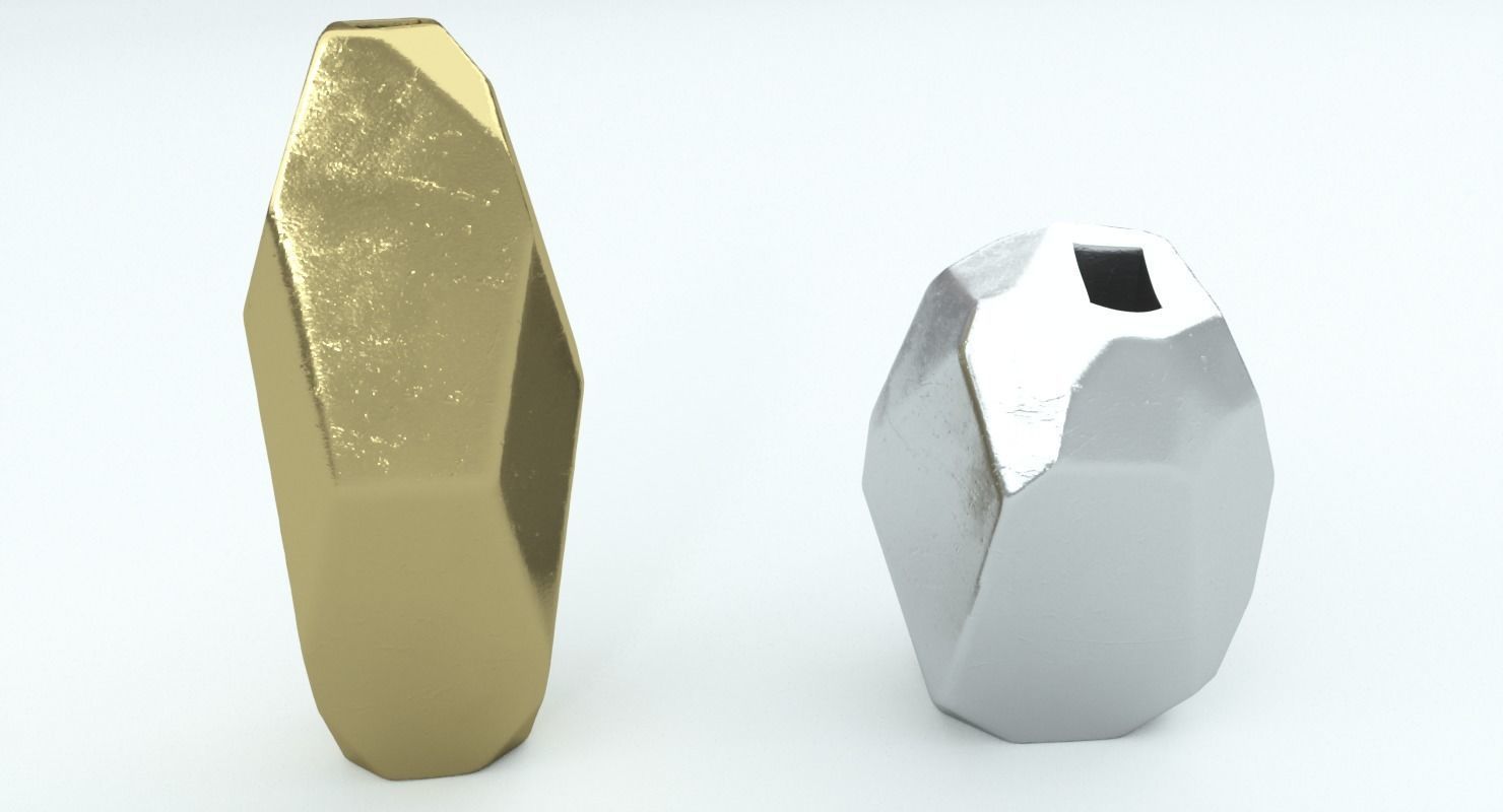 Von Gold Geometric Vase 3D model_5