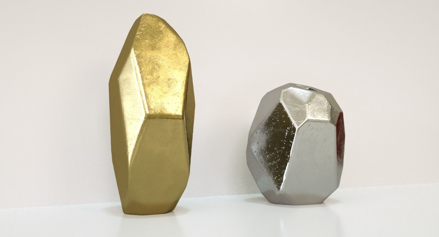 Von Gold Geometric Vase 3D model_7