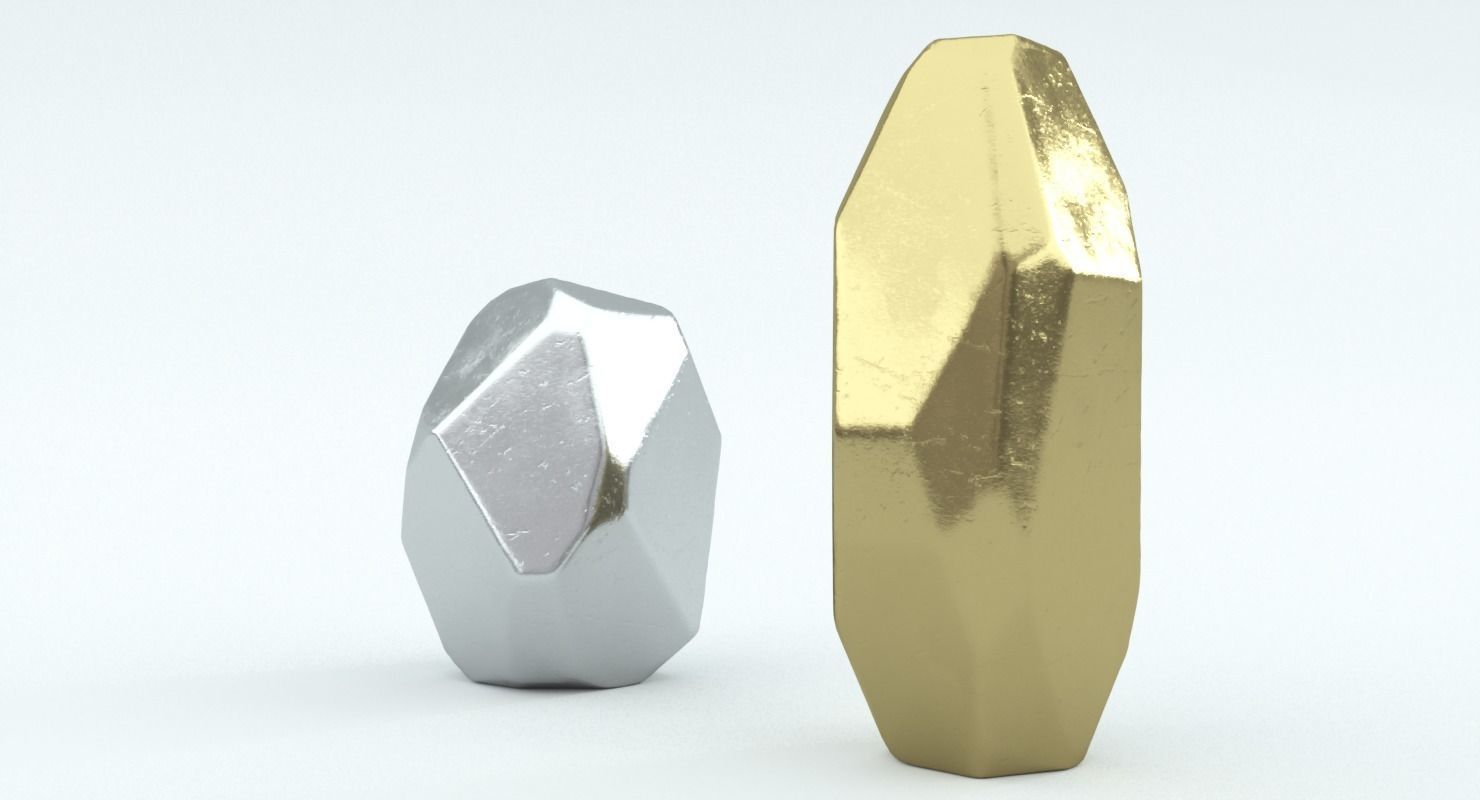 Von Gold Geometric Vase 3D model_4