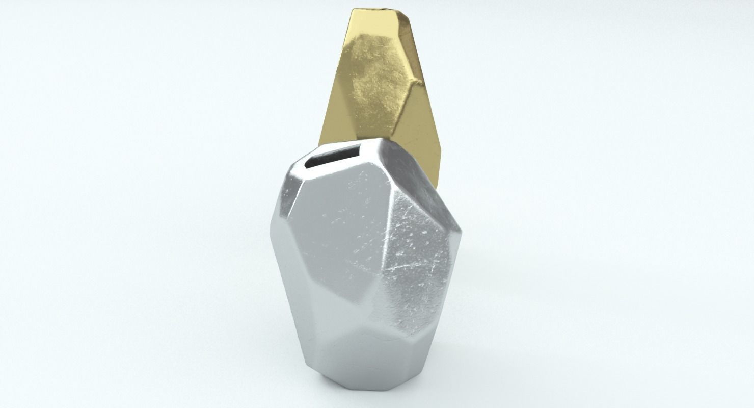 Von Gold Geometric Vase 3D model_3