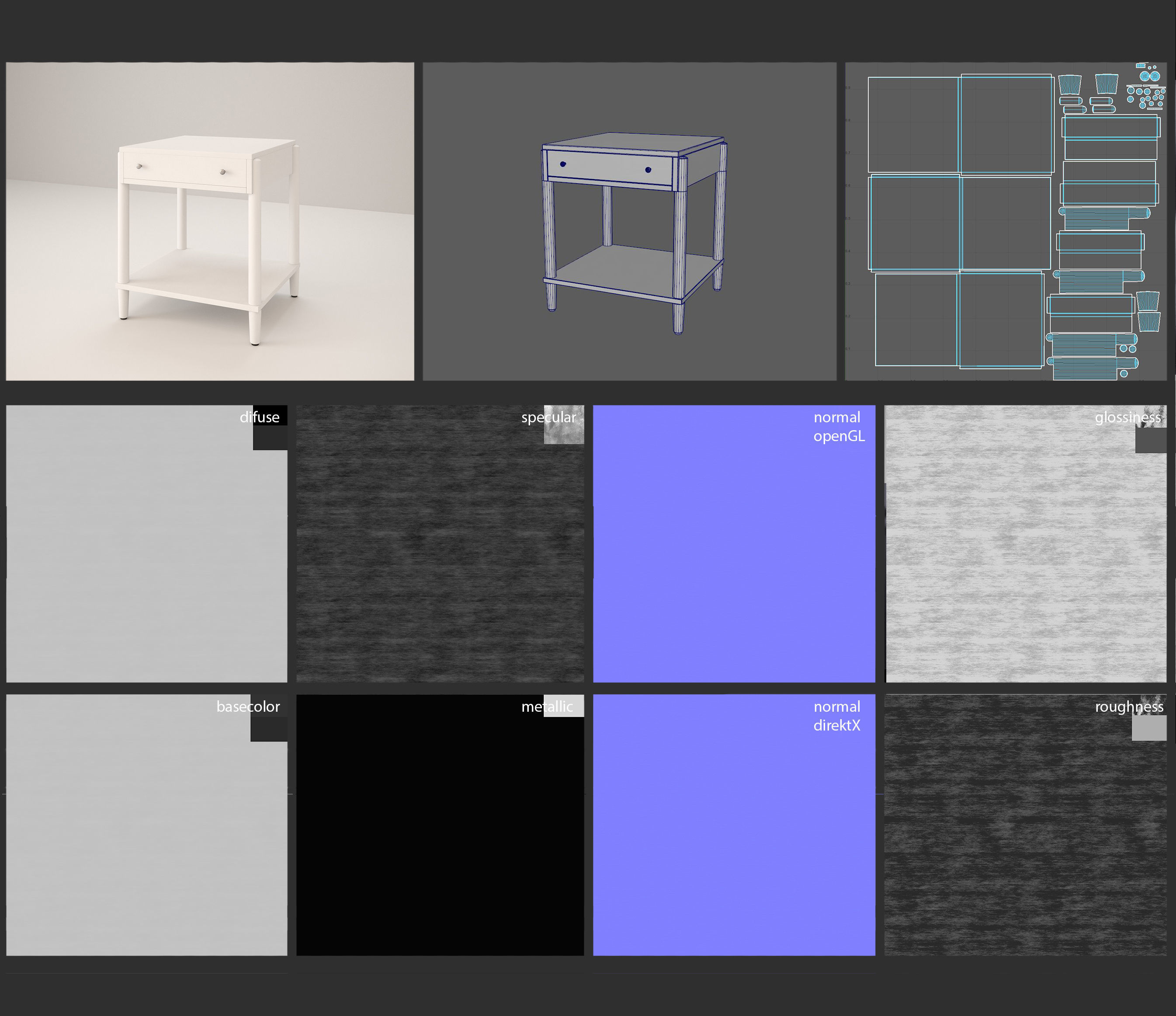 Bedroom Furniture Set Cottage 3D model_7