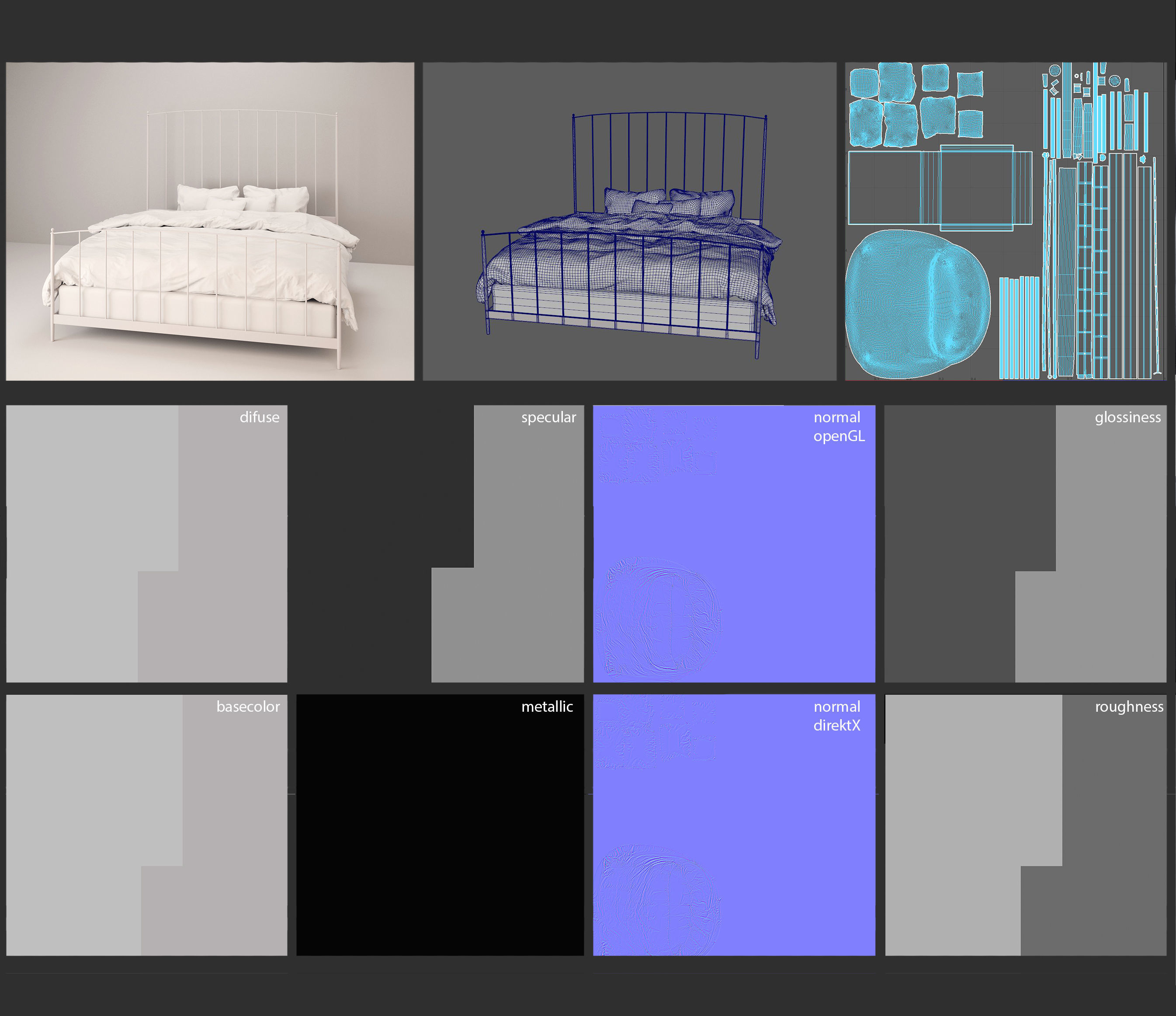Bedroom Furniture Set Scandinavien 3D model_5