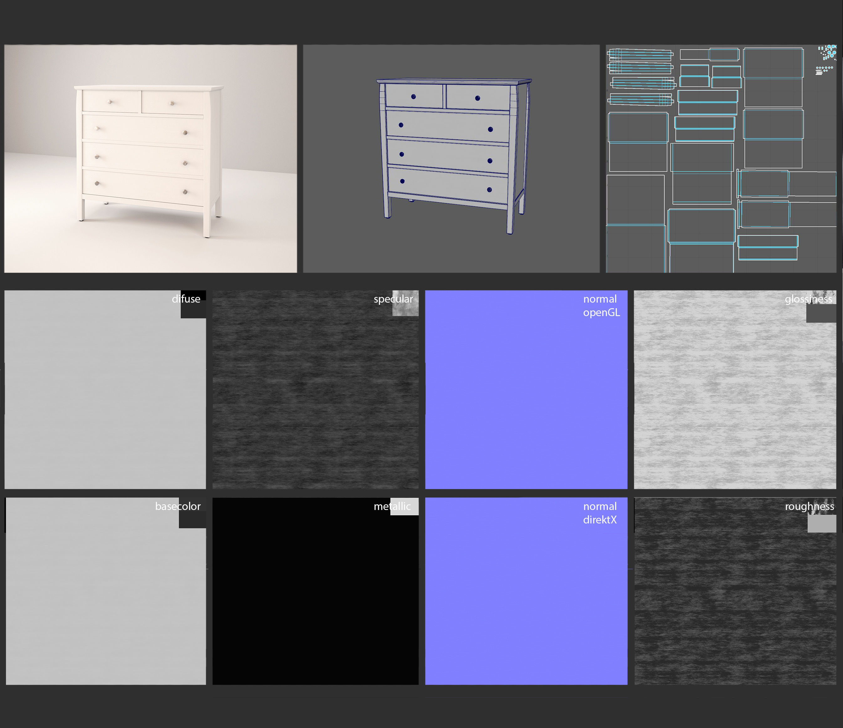 Bedroom Furniture Set Scandinavien 3D model_6